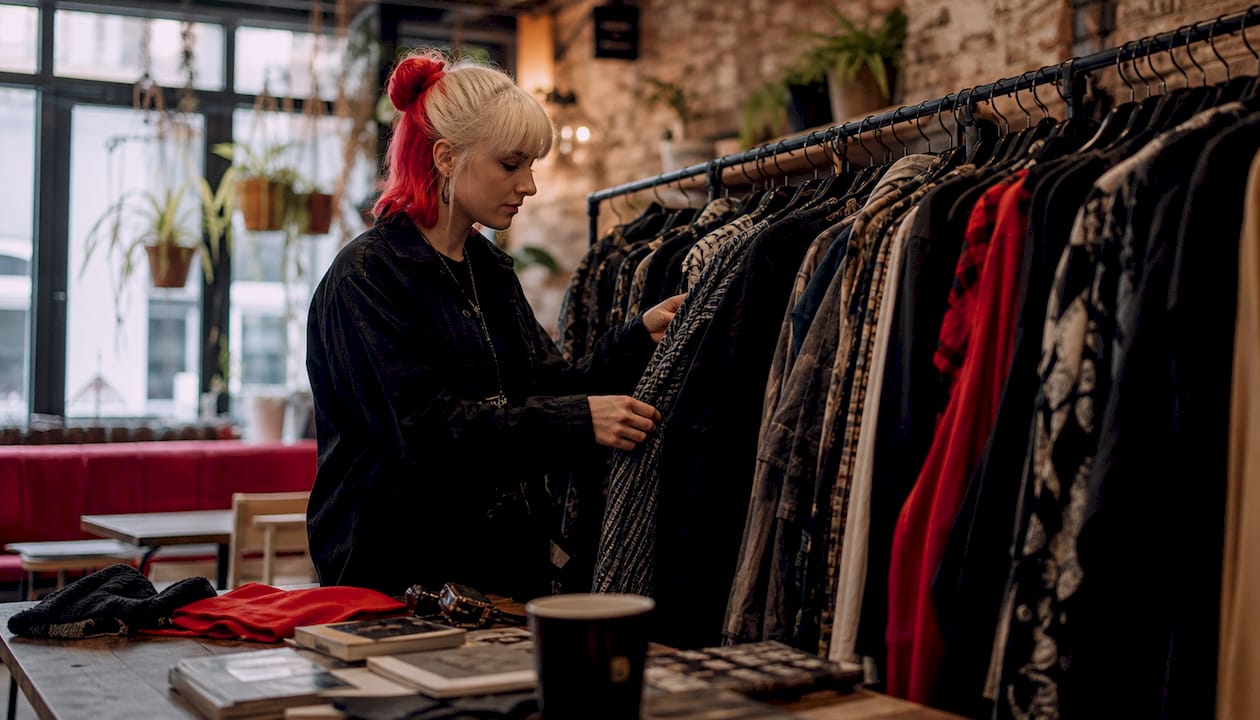 Stylist reviewing alternative fashion outfits