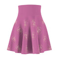 Pink skater skirt with repeating gold "Pay Me" text print, Goddesses collection by Findom Attire